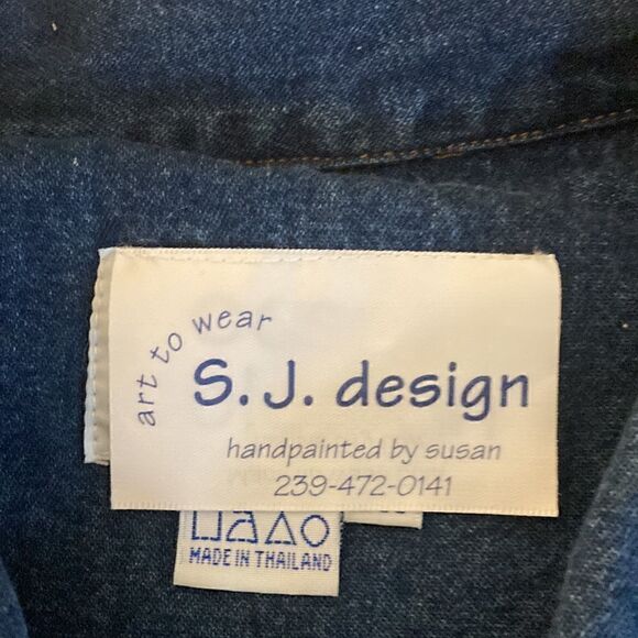 Casey Coleman NWOT Hand Painted Denim Barn Jacket in Dark Wash. Size S/M. - Picture 9 of 10